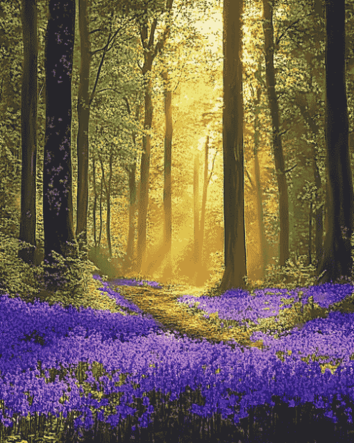 Fantasy Bluebells Forest Diamond Painting