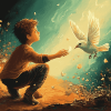 Fantasy Boy and Bird Scene Diamond Painting