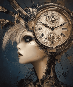 Fantasy Clock Woman Diamond Painting