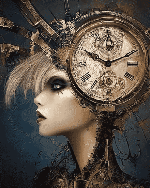 Fantasy Clock Woman Diamond Painting