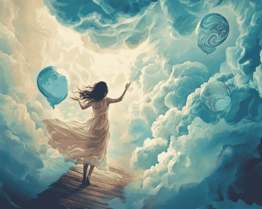 Fantasy Clouds Girl Diamond Painting