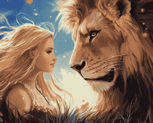 Fantasy Girl and Lion Diamond Painting