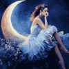 Fantasy Girl on Crescent Moon Diamond Painting