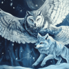 Fantasy Wolf and Owl Diamond Painting