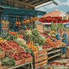 Farmers Market Scene Diamond Painting