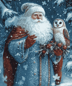 Father Frost Christmas Owl Diamond Painting