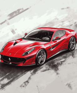 Ferrari F176 Red Sports Car Diamond Painting