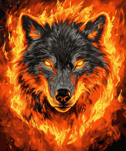 Fire Wolf Diamond Painting