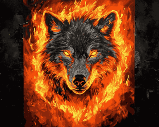 Fire Wolf Diamond Painting