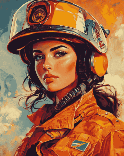 Firefighter Lady Inspired Diamond Painting