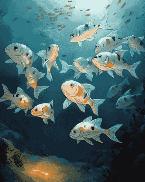 Fish School Koi Carps Diamond Painting