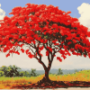 Flamboyant Tree Landscape Diamond Painting