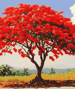 Flamboyant Tree Landscape Diamond Painting