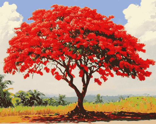 Flamboyant Tree Landscape Diamond Painting