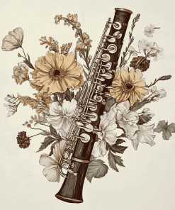 Floral Bassoon Music Diamond Painting