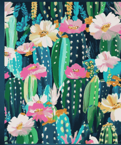 Floral Cactus Blossoms Diamond Painting