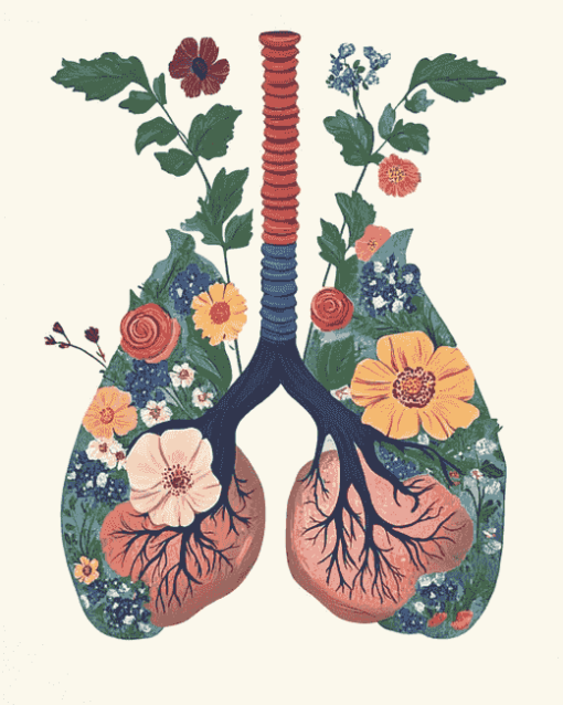 Floral Cartoon Lungs Diamond Painting