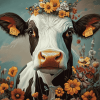 Floral Cow Diamond Painting