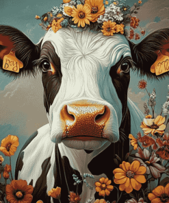 Floral Cow Diamond Painting