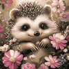 Floral Hedgehog Art Diamond Painting