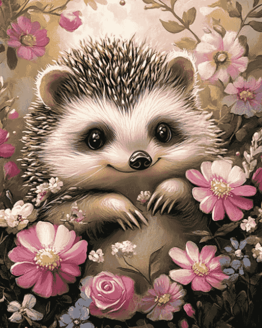 Floral Hedgehog Art Diamond Painting