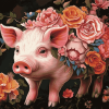 Floral Pig Art Diamond Painting