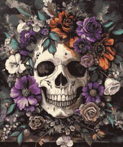 Floral Skull with Roses Diamond Painting