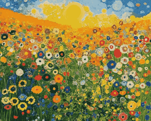 Flower Fields by Klimt Diamond Painting