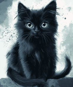 Fluffy Black Kitty Diamond Painting