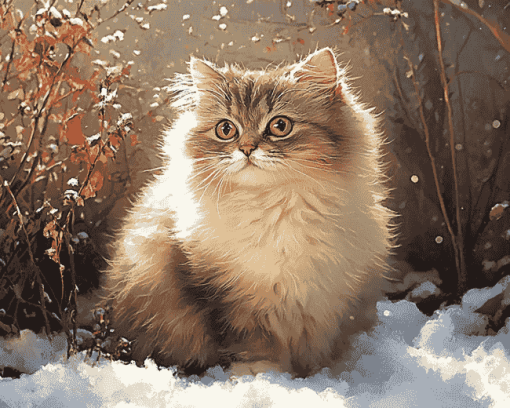 Fluffy Siberian Kitty Diamond Painting