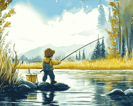 Fly Fishing Cartoons Diamond Painting