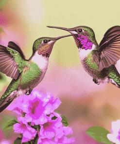 Flying Hummingbirds Pink Diamond Painting