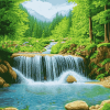 Forest Waterfalls Diamond Painting