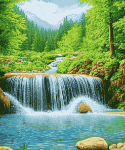 Forest Waterfalls Diamond Painting