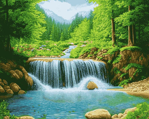 Forest Waterfalls Diamond Painting