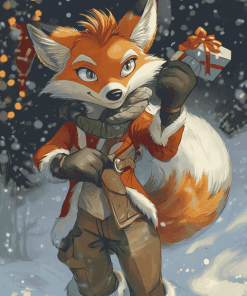 Fox McCloud Christmas Magic Diamond Painting