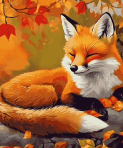 Fox and Bird Autumn Diamond Painting