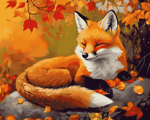 Fox and Bird Autumn Diamond Painting