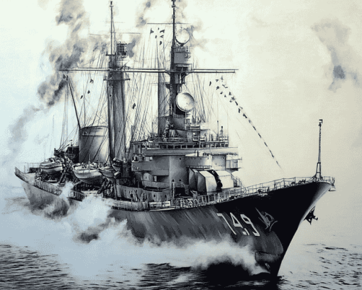 Frigate Warship Voyage Diamond Painting