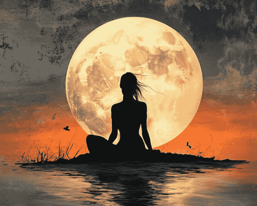 Full Moon Silhouette Diamond Painting