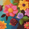 Funky Roses Blossom Diamond Painting