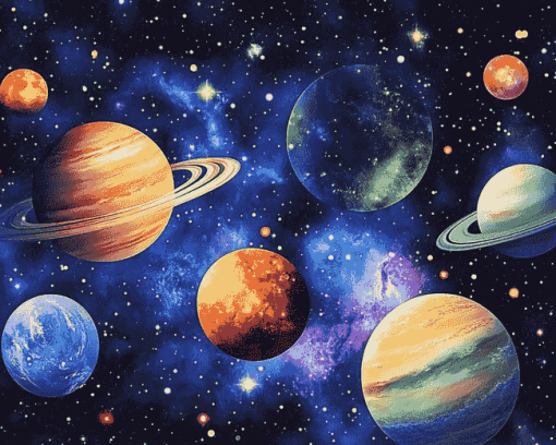 Galaxy Planets Diamond Painting