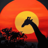 Giraffe Red Moon Silhouette Diamond Painting