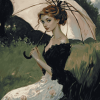 Girl Parasol Vintage Diamond Painting