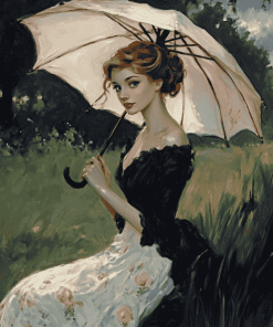 Girl Parasol Vintage Diamond Painting