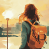 Girl and Backpack Style Diamond Painting