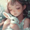 Girl and Bunny Cartoon Diamond Painting