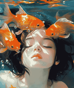 Girl and Goldfish Animation Diamond Painting