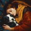 Girl and Her Puppy Diamond Painting