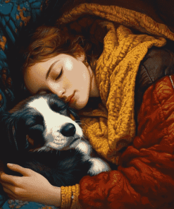 Girl and Her Puppy Diamond Painting